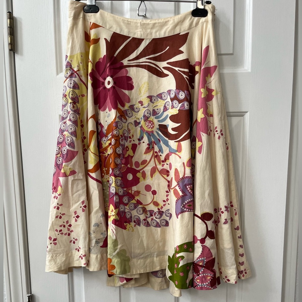 Odille Vintage Anthropologie floral full skirt size 4 cotton